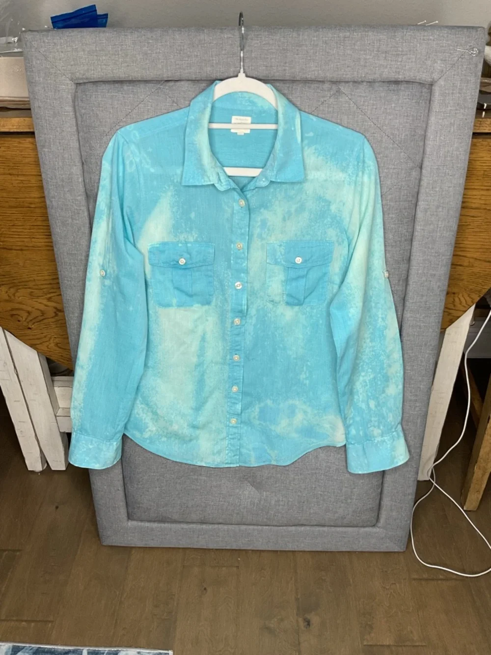 J.Crew Aqua Garment Dyed Cotton Button Down Shirt Size Medium